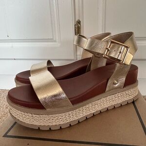 MIA Kenji Espadrille Wedge Sandal Gold Platform Heel
